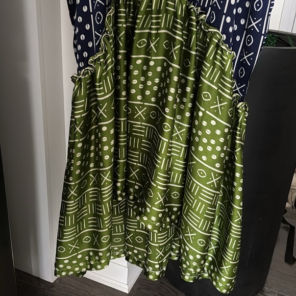 Vintage V NECK urban printed SILK Maxi Dress Kaftan - Picture 4 of 14